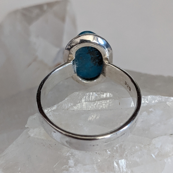 Natural Blue Apatite, 925 Silver Ring, Size 6.5 - Picture 4 of 8